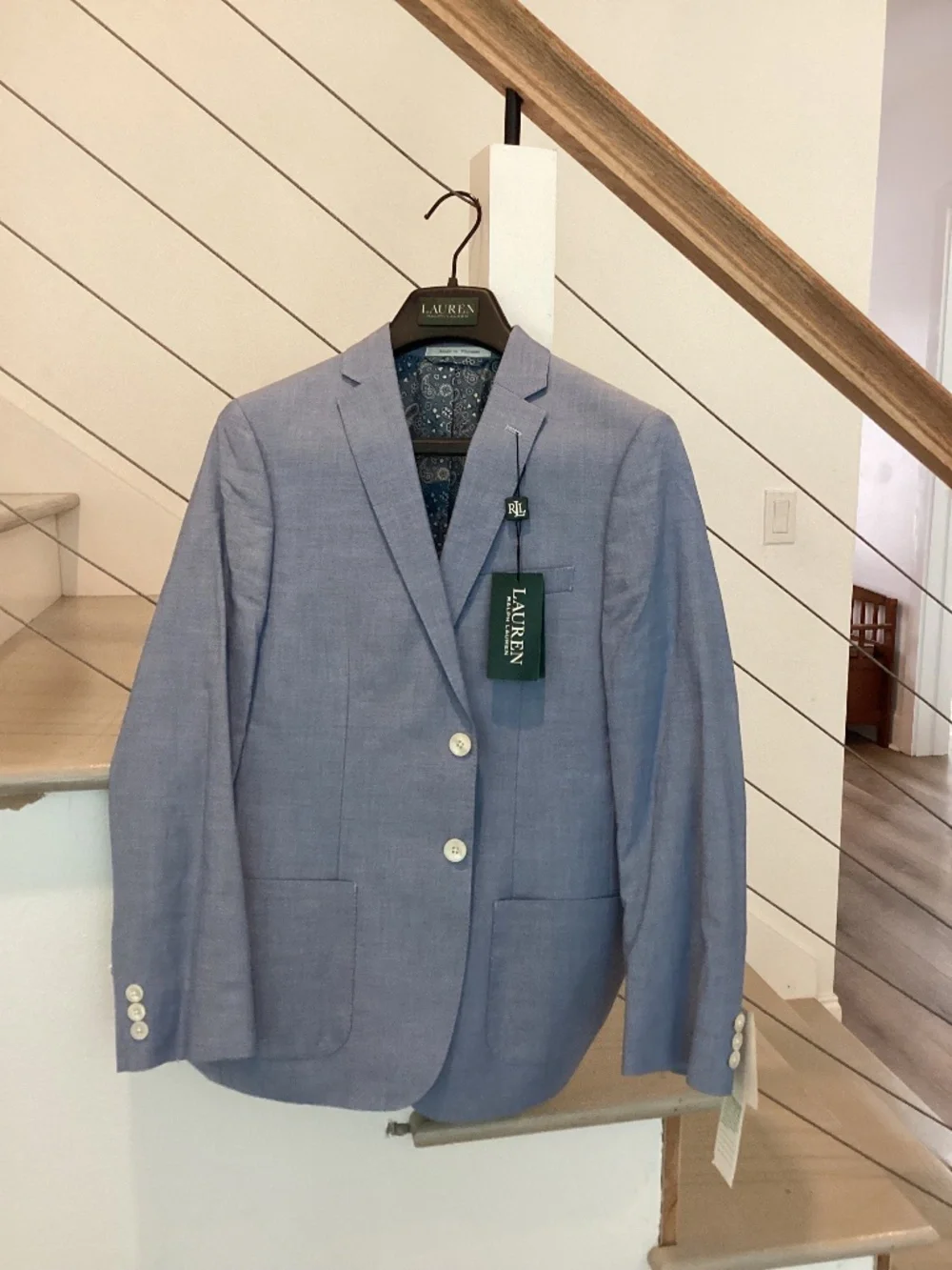 POLO RALPH LAUREN Boys Blazer Light Blue Cotton Single-Breasted NWT